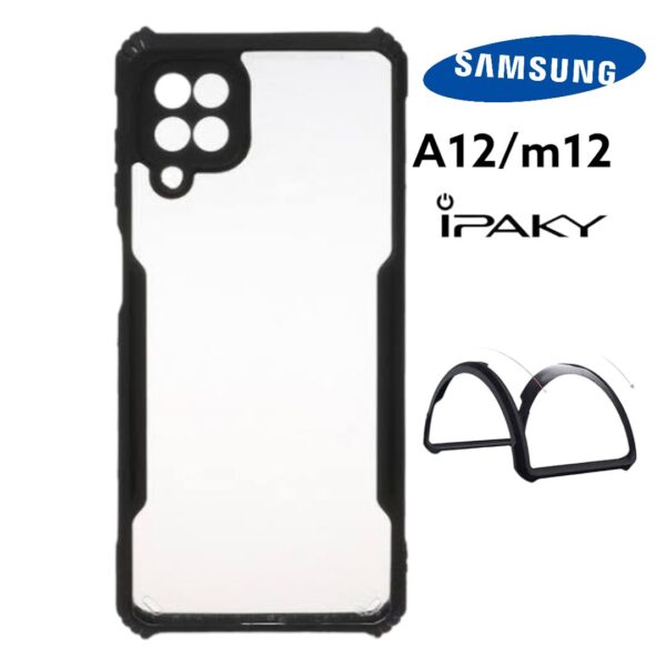 A12M12 جراب سيليكون أكريليك هجين مقاوم للصدمات IPAKY غطاء شفاف SAMSUNG A12 SAMSUNG M12