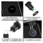 Chargeur intégré USB avec écran auto,camion, moto, 36w, PD Type C, QC 3.0, 12V, 24V – Image 7