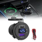 ذكر تلقائي متكامل مزدوج USB في+النوع C مع التبديل, الفولتميتر LED, شاحنة, موتو, حافلة,قارب , 36ث, بي دي نوع ج, مراقبة الجودة 3.0, 12V, 24الخامس - الصورة 4