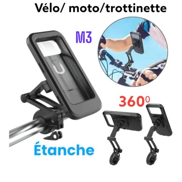 Support de téléphone pour vélo/moto/trottinette étanche réglable ,universel pour guidon , sac de montage rapide M3