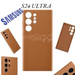 Coque Cuir pour Galaxy S24 Ultra Original Samsung Série Leather Cover camel s24ultra