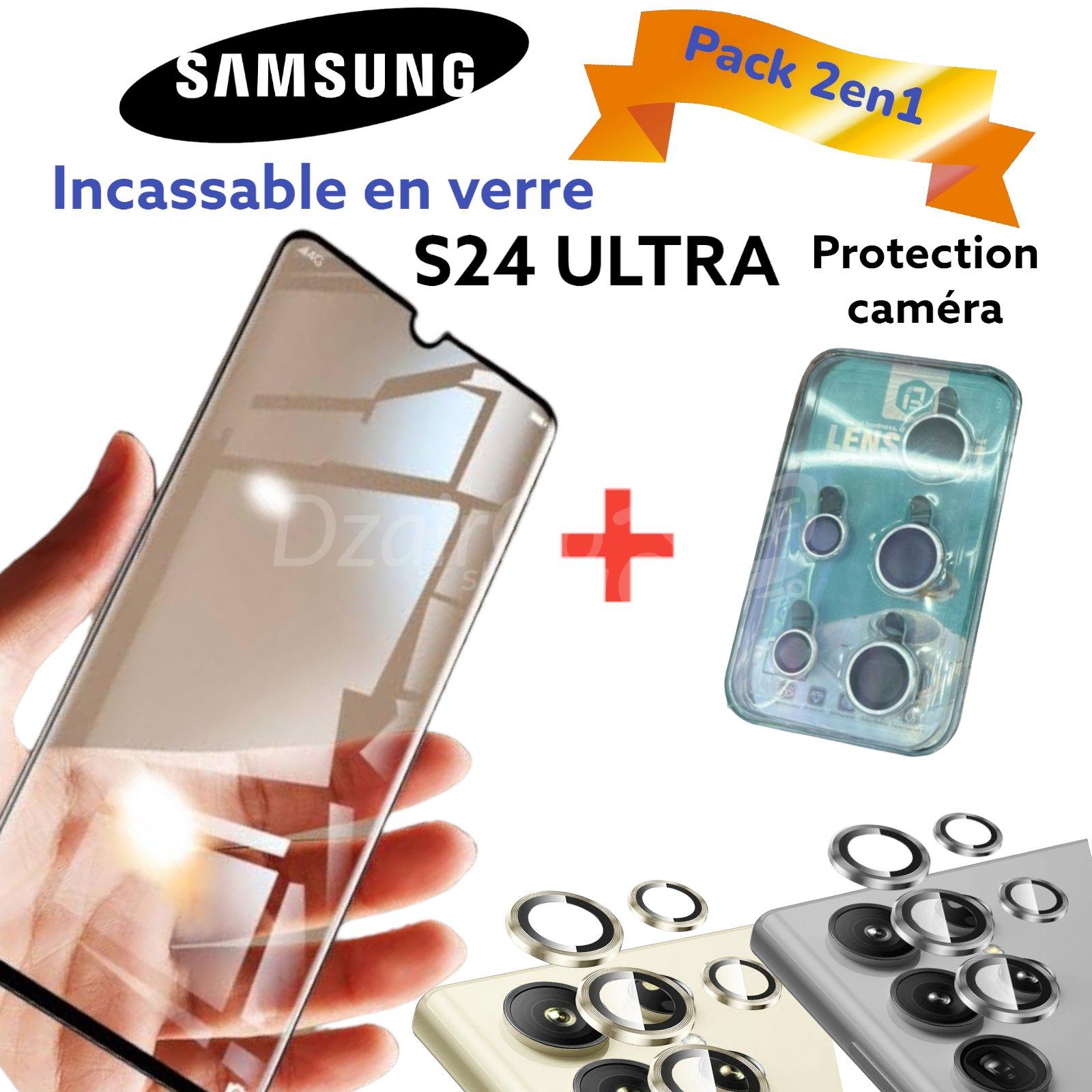 1000012057.jpg pack 2en1 s24ultra Verre trempé pour Samsung Galaxy S24 Ultra, colle complète, 9H, verre Ultra + Lentille protection caméra 5pieces – Image 1