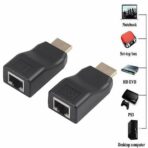 Extension HDMI 4K vers adaptateur Ethernet réseau Lan Rj45-cat 5e-6-6a / 30 mètres – Image 2