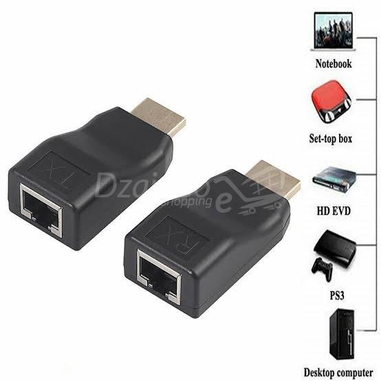 1000013531.jpg Extension HDMI 4K vers adaptateur Ethernet réseau Lan Rj45-cat 5e-6-6a / 30 mètres – Image 2