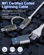 ⁦كابل الشحن والمزامنة السريع 4in1 الأصلي, البرق/أندرويد/نوع ج / يو اس بي أ⁩ - الصورة ⁦3⁩