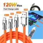 Câble de Charge Rapide 6A 120W,  Universel 3 en 1 Type C/Micro/USB iPhone/Pad/etc.