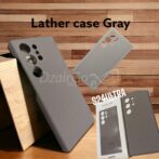 حافظة جلدية لهاتف جالاكسي S24 الترا غطاء جلدي أصلي من سلسلة سامسونج s24ultra رمادي