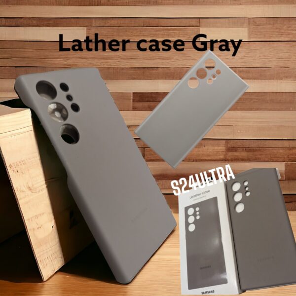 Coque Cuir pour Galaxy S24 Ultra Original Samsung Série Leather Cover s24ultra Gris