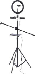 حلقة لايت برو LED مع حامل ثلاثي القوائم, شمعة 8400 لصورة شخصية و 2 حامل الهاتف الذكي ومصباح ملء الطاولة قابلان للتعديل 3 الألوان - الصورة 4