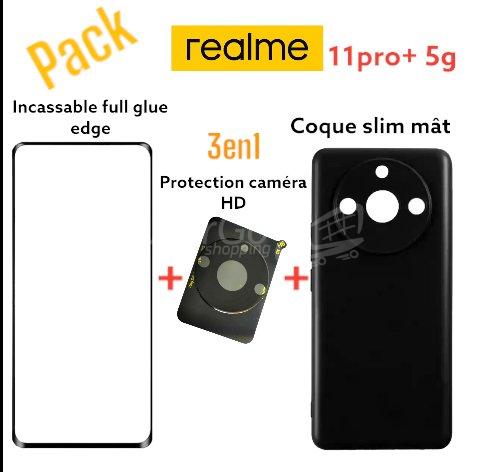 Pack 3en1 Realme 11pro plus 5g protection complète Realme 11 pro + 5g