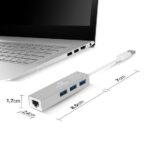 محول USB من النوع C 3.1 مقابل USB 3.0 3 منفذ مع RJ45 100 ميغابت في الثانية 1000 بطاقة شبكة ألومنيوم جيجابت بالثانية - الصورة 4