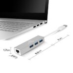 محول USB من النوع C 3.1 مقابل USB 3.0 3 منفذ مع RJ45 100 ميغابت في الثانية 1000 بطاقة شبكة ألومنيوم جيجابت بالثانية - الصورة 4