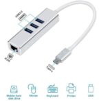 محول USB من النوع C 3.1 مقابل USB 3.0 3 منفذ مع RJ45 100 ميغابت في الثانية 1000 بطاقة شبكة ألومنيوم جيجابت بالثانية