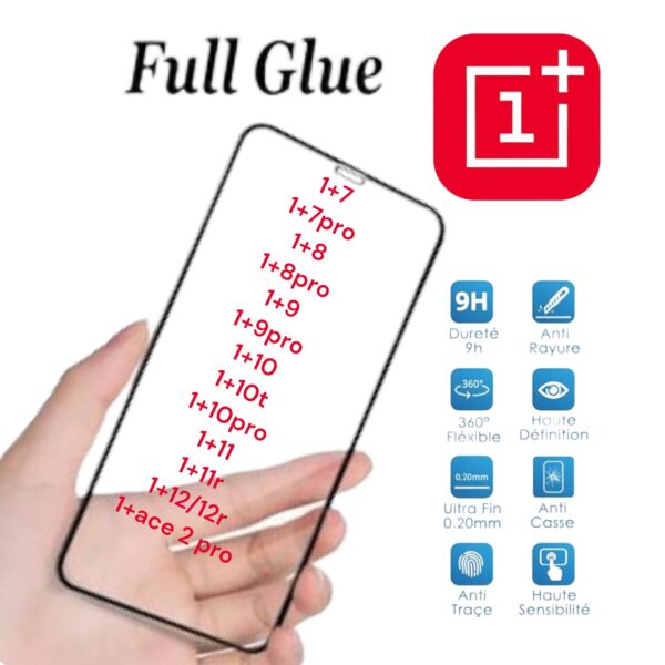 زجاج مقسى لسلسلة OnePlus, واقي الشاشة , غراء كامل غير قابل للكسر مع شفافية عالية