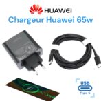 chargeur Huawei original 100% 65w Supercharge Avec son câble USB C / type c / smartphone/laptop/tablette