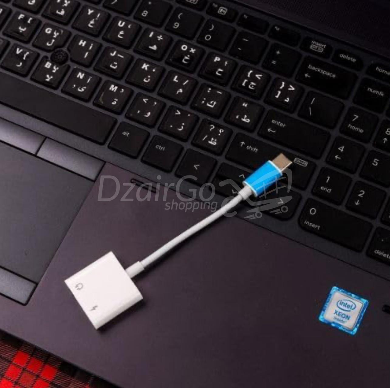 img_8995-2ل كابل الصوت لسماعات الرأسخرونتجاهالنوع-C Adaptateur de câble audio pour casque (Type-C) vers  (Type-C) et (3,5 mm) auxiliaire jack - jh31 - الصورة 4