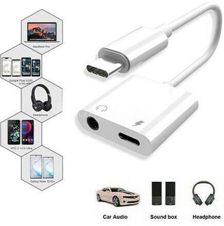 img_8996ول كابل الصوت لسماعات الرأسرونتجاهالنوع-C Adaptateur de câble audio pour casque (Type-C) vers  (Type-C) et (3,5 mm) auxiliaire jack - jh31 - الصورة 3