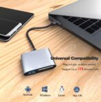 ⁦قارئ بطاقة USB C, قارئ بطاقة Micro SD 3 في 1 النوع ج, محول OTG لـ TF, SD, اس دي اكس سي, SDHC, صب I-Pad Pro, Mac-Book Pro/Air, سلسلة iPhone 15/16 و Android جميع أجهزة C Type C⁩ - الصورة ⁦2⁩