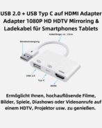 Adaptateur USB 2.0 + USB Type C vers HDMI H74C Câble de chargement de mise en miroir HDTV 1080P – Image 5