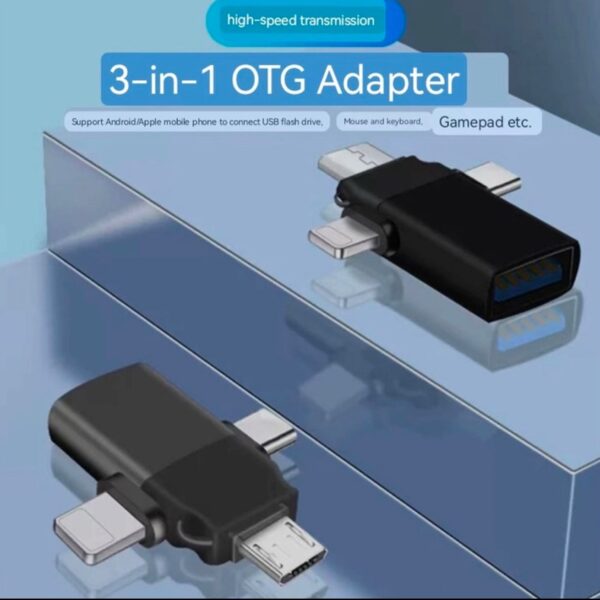 Adaptateur OTG 3 في 1 اكتب C مقابل Lightning Miمحول OTGonvertisseur, مناسبة لمفاتيح التلفزيون الوسائط, SX-39 هواتف أو أقراص