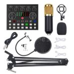 Kits de Microphone BM800 avec Carte Son v8s en Direct RGB , Bras de Suspension en Ciseaux, Support Antichoc et Filtre Anti-Pop