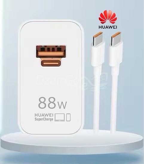 Huawei Double Ports 88W EU Tows ASB ASB A/C PD Adapter 6A Type C Cable للهاتف الذكي والكمبيوتر اللوحي