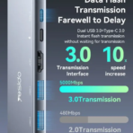 محطة Yesido Hub Adapteur 8en1-Type C Vers 2x Ports USB3.0-Type-C-Mini DP 100W-HDMI-Port RJ45-TF/SD-HB27 - الصورة 7