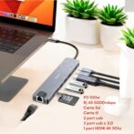 Station Yesido Hub Adapteur 8en1 – Type C vers 2x ports USB3.0 – Type-C – Mini DP 100w – HDMI – port RJ45 – TF/SD – HB27 – Image 2