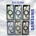 حالة الهاتف الفاخرة الشفافة S22U لـ Magsafe, حالة الحمل المغناطيسي اللاسلكي لـ Samsung Galaxy S22 Ultra 5G 6 الألوان