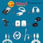 Pack promo 10en1 N13 adaptateur type c ,OTG ,auxiliaire – Image 2