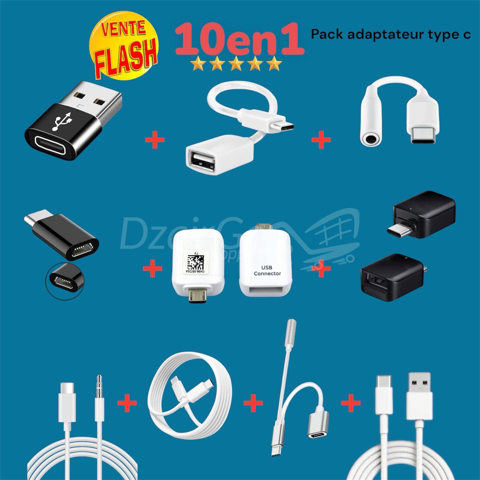 photoroom_20250324_095104 Pack promo 10en1 N13 adaptateur type c ,OTG ,auxiliaire – Image 2