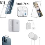 ⁦Pack Promo 7en1 n11 / شفاف Magsafe Shell/ iPhone/ سماعات غير قابلة للكسر iPhone/ Powerbank Magsafe 5000mAh/ iPhone 20W Charger / Magsafe 15W Apple Camera/ Charger Protection⁩ - الصورة ⁦2⁩