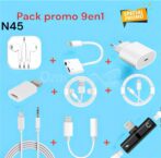 Pack promo 9en1 N45 adaptateur câble iPhone Lightning auxiliaire type c