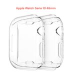 Coque  pour Apple Watch 10 46mm Étui de Protection Complète Étui en TPU Ultra Fin en Silicone Souple, Transparent