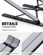Support pour ordinateur portable, couleur argent, disponible et tablette Alluminum – Image 5