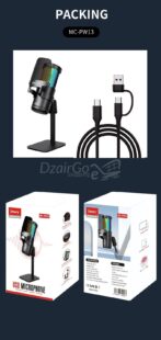 Microphone USB JMARY MC -PW13 ORIGINAL RGB Professionnel avec Support de Bureau – USB Plug & Play pour Streaming, Podcast, Gaming – Image 7