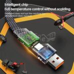 Câble de charge multifonction en nylon tressé durable 4 en 1 à double tête 65w type c lightning usb A – Image 3