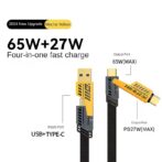 Câble de charge multifonction en nylon tressé durable 4 en 1 à double tête 65w type c lightning usb A – Image 2