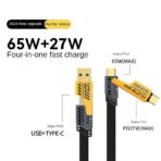 Câble de charge multifonction en nylon tressé durable 4 en 1 à double tête 65w type c lightning usb A – Image 2