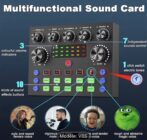 ⁦مجموعات ميكروفون BM800 مع بطاقة الصوت v8s Live RGB , ذراع التعليق في مقص, دعم مضاد للمرشح ومرشح مكافحة البوب⁩ - الصورة ⁦4⁩