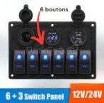 Panneau de commande 6 boutons
12 V /24v avec Affichage de commutation de voiture et bateau, voltmètre numérique étanche,