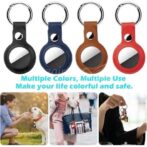 étuis en cuir compatibles avec support Air Tags, étui en cuir synthétique avec porte-clés, étui de protection intégrale Air Tag pour bagages, clés, animaux domestiques (marron/gris/noire) – Image 2