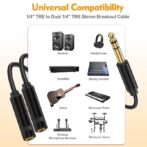 Splitter jack audio 3.5 m - Adaptateur Stéréo pour Ecouteurs et Casque - Noir – Image 2