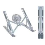 Support pour ordinateur portable avec ventilateur intégré, pliable pour tablette, de 16 à 18 pouces (argenté) aluminum