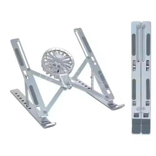 img_4231-2 Support pour ordinateur portable avec ventilateur intégré, pliable pour tablette, de 16 à 18 pouces (argenté) aluminum – Image 1