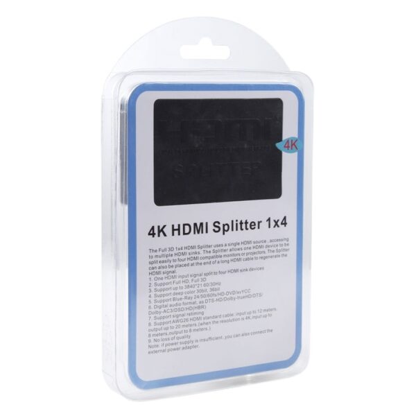 Répartiteur HDMI 4K Full HD 3D 1080p, commutateur vidéo HDMI 1×4 amplificateur / splitter 1 entrée x 4 sorties
