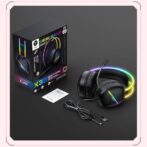 سماعة الألعاب السلكية ONIKUMA X33 للكمبيوتر الشخصي وPS4 مع إضاءة RGB, ميكروفون HD ومفهوم مرن. لاعب - الصورة 2