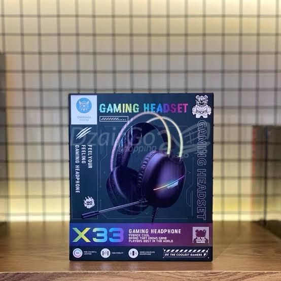 Casque de jeu filaire ONIKUMA X33 pour PC et PS4 avec éclairage RGB, microphone HD et conception flexible. Gamer
