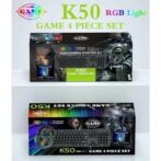 Ensemble de jeu K50, 4 pièces, casque gaming ,souris,clavier,tapis de souris – Image 3