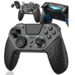 Manette de jeu sans fil GAMINJA à double vibration Bluetooth avec fonction turbo programmable pour PC et PS4/android/ios – Image 3